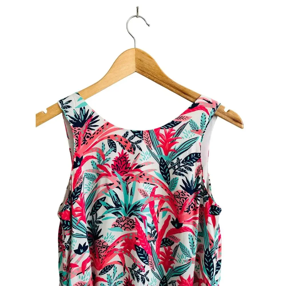 NEW Hatley Meghan Dress Pineapple Tropical Floral Sleeveless Trapeze Dress XS